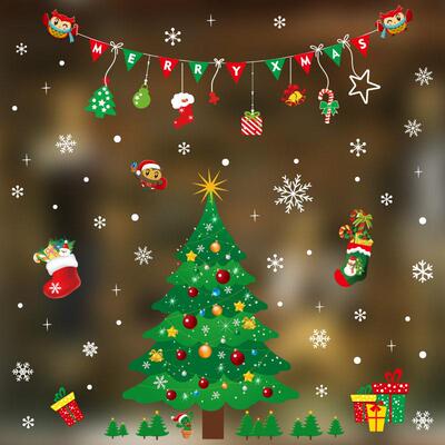 Christmas Window Stickers Merry Christmas Decorations for Ho
