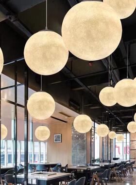 月球吊灯星球装饰北欧艺术卧室圆球餐厅店铺创意吧台球形led灯具