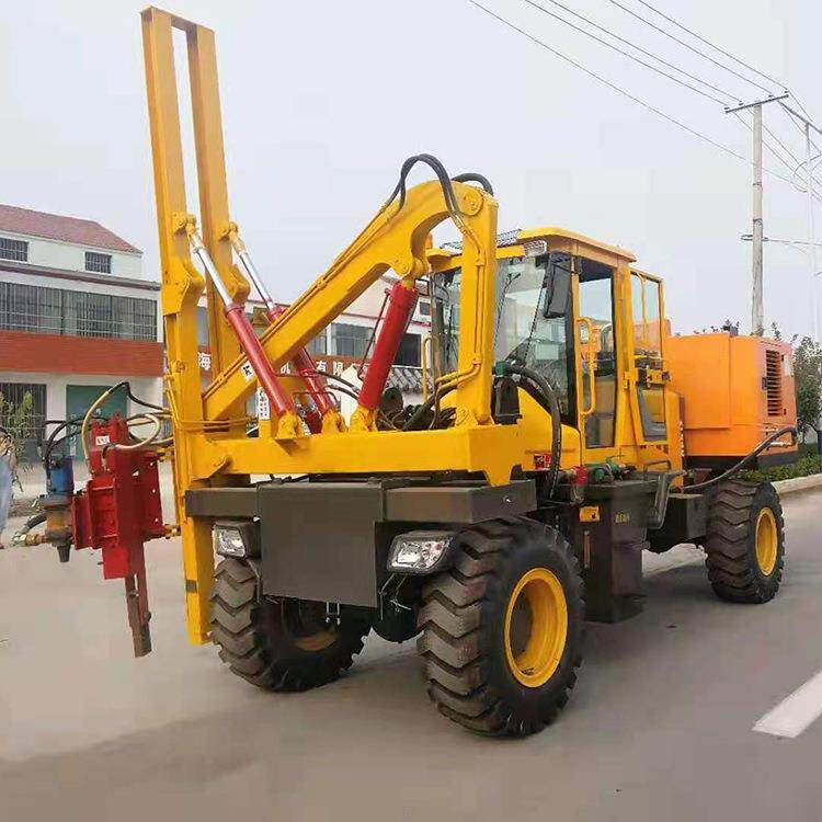 护栏打桩机公路护栏立杆打桩机器钻孔液压锤打拔一体