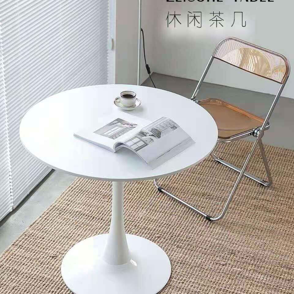 北欧简约接待洽谈桌椅休闲 家用阳台餐桌奶茶店郁金香岩板小圆桌