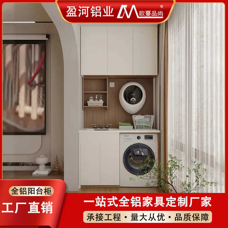 阳台柜子轻防晒现代防水柜定制家用到顶物一体储奢小户型收纳洗衣