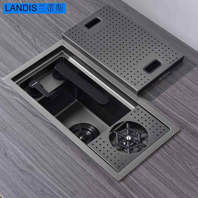 不锈钢隐藏迷你超小号吧台中岛水槽单水槽灰黑茶水间小台盆带洗杯,家装主材,水槽套餐,淘宝优惠券,粉丝福利购,淘宝优惠卷