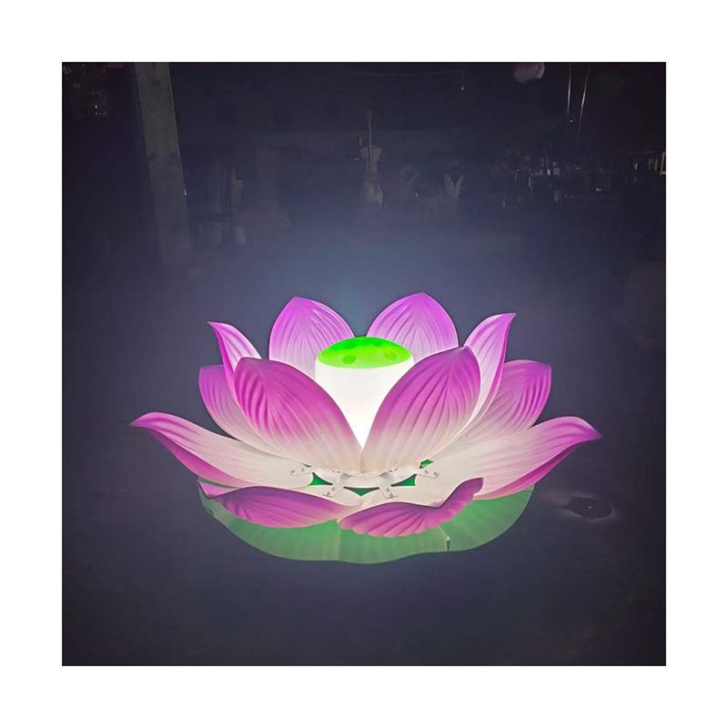 LED太阳能荷花灯景区亮化树木装饰挂件灯笼水上仿真荷花造型灯