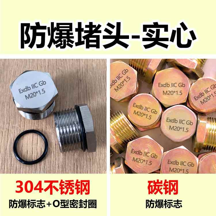 碳钢镀锌防爆堵头G1/2 3/4NPT实心丝堵DN15 20 25不锈钢4 6分M20*