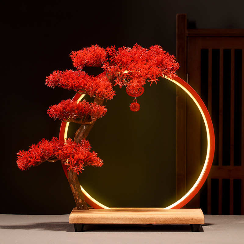 圈厅所灯中式会招财禅意摆件装饰品办公室家居创意 倒流新香客led