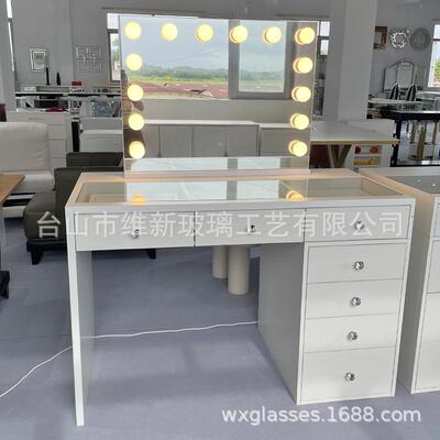 现货简约网红梳妆台卧室大容量镜子化妆桌斗柜一体vanity table