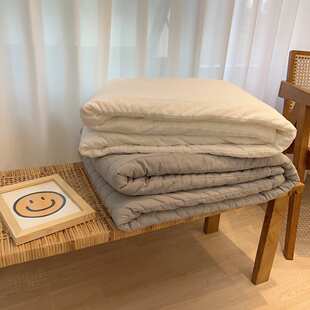 韩国高端100支全棉砂洗棉天然染色YI菌防螨加厚床盖夏凉被两用A34