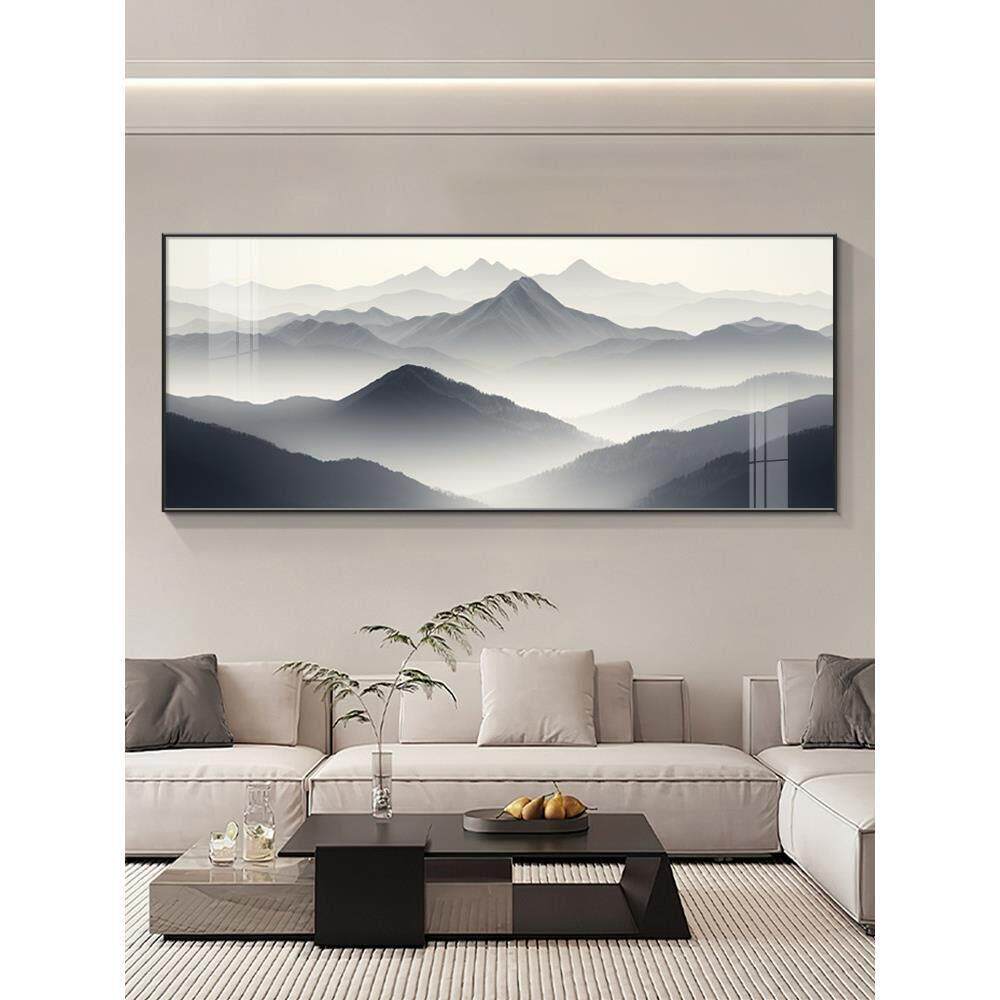 背后有靠山客厅装饰画新中式山水画沙发背景墙挂画高级感大气壁画
