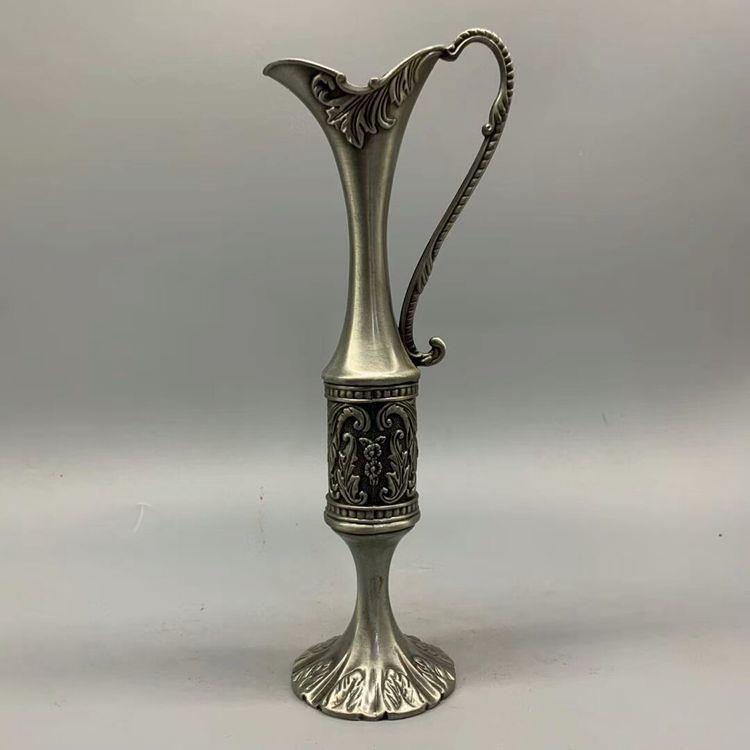 金属工艺品客厅玄关摆饰古玩收藏品 做旧藏银花瓶铜器摆件