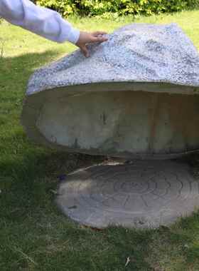 庭院花园仿真石头景观装饰户外设备防水罩空心刻字玻璃钢假山石