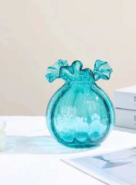 手工吹制玻璃芬顿花瓶高级感轻奢创意插花摆件家居装饰品琉璃摆件