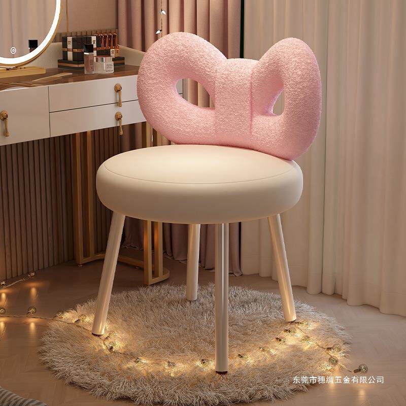 轻奢化妆椅高级感梳妆椅皮质梳妆台凳子简约奶油风卧室女生蝴蝶椅
