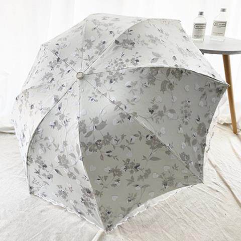 高档创意可爱遮太阳折伞用韩国防黑胶防晒紫外线女叠蕾丝两晴雨伞