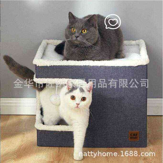 热销宠物正方体猫窝带猫抓板可折叠猫窝狗窝四季通用厂家定制