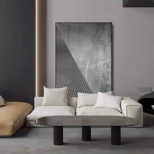现代简约OPY厅黑白线条抽象装饰画客玄关壁画工商业室风办公业挂