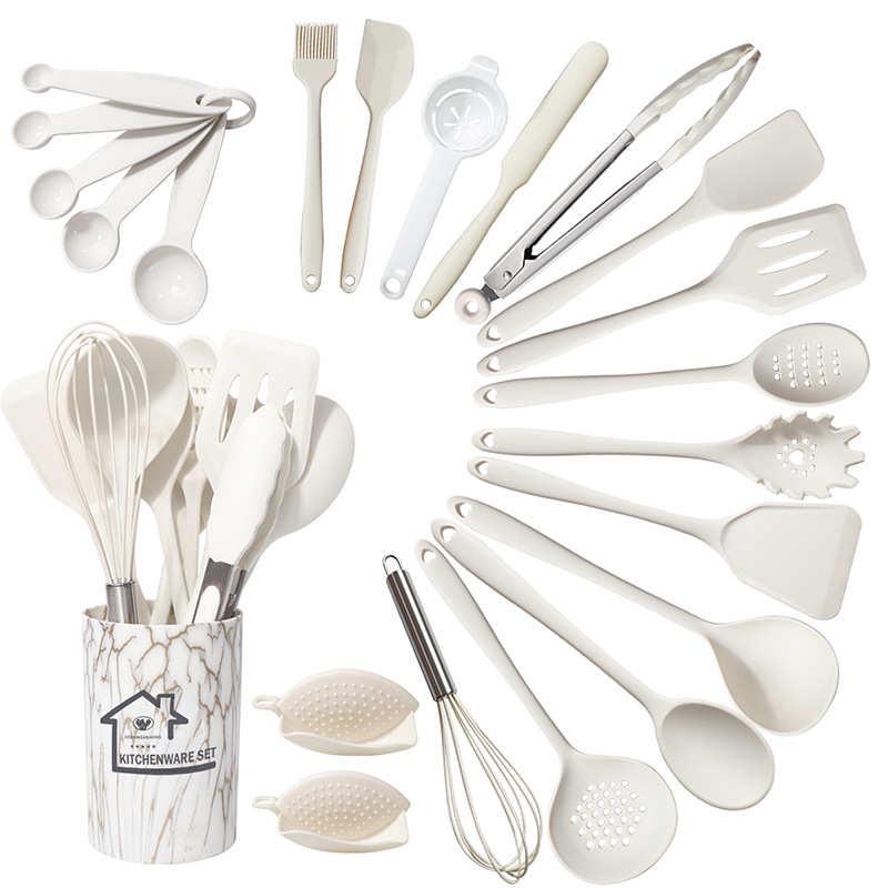 硅胶锅铲汤勺22件套不粘锅食品级硅胶铲家用硅胶厨具套装批发