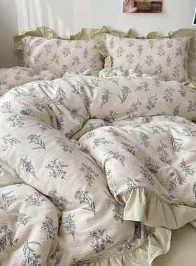 K15法式田园风花床边床上四件套唯被美花卉三亲肤NCF床单笠套4宿