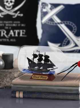 黑珍珠号加勒比海盗瓶中船玻璃漂流瓶许愿瓶创意工艺品礼物小摆件