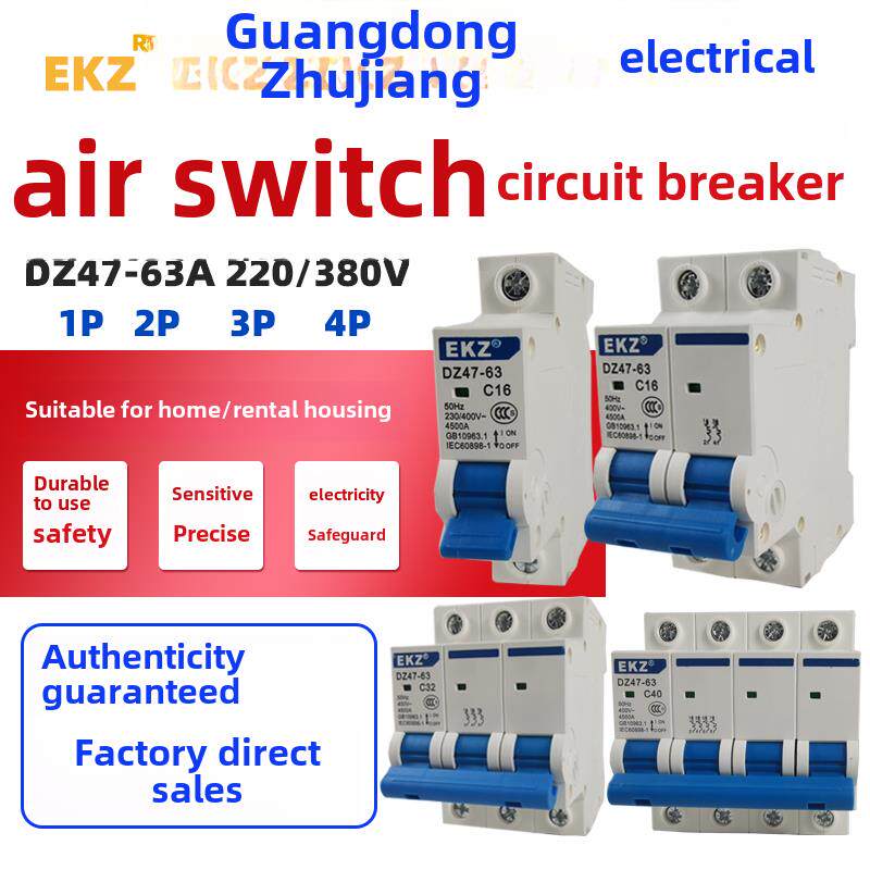 广东珠江空气开关家用DZ47 1P 2P 16A/32A/40A/63A小型断路器开关