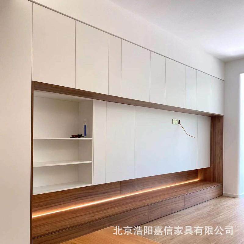 厂家全屋定 制爱格板W1000搭配木纹H1181极简风格电视墙柜北京