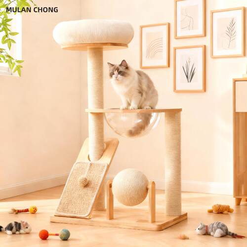 实木猫爬架家用小户型不占地猫抓板猫窝一体多层太空舱耐磨不掉屑