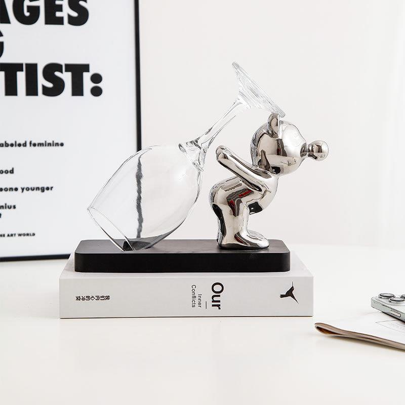 轻奢网红高档卡通泡泡熊酒架摆件酒柜软装饰品客厅玄关餐边柜送礼