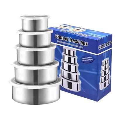 Cross-border Stainless Steel Round Lidded Food Storage Conta