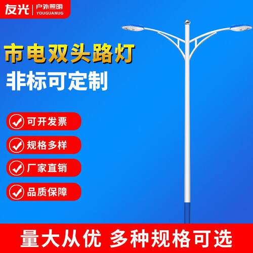 新款户外市电路灯速路口led金属市政道路6米双臂LED