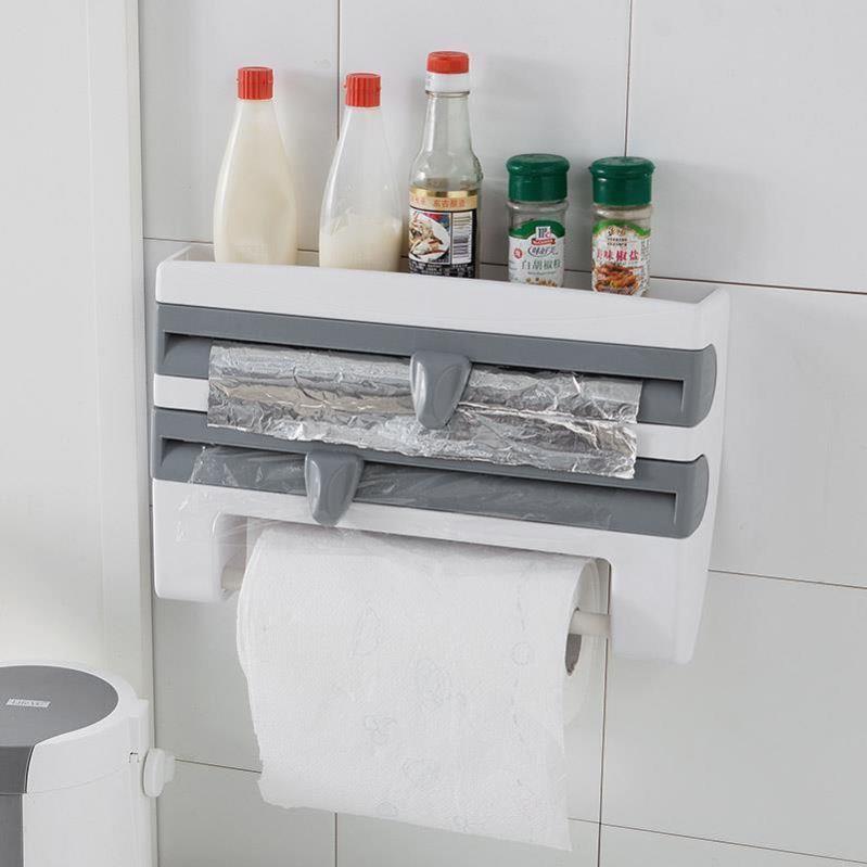 Kitchen Cling Film Storage Rack Paper Towel Holder Rack Wall