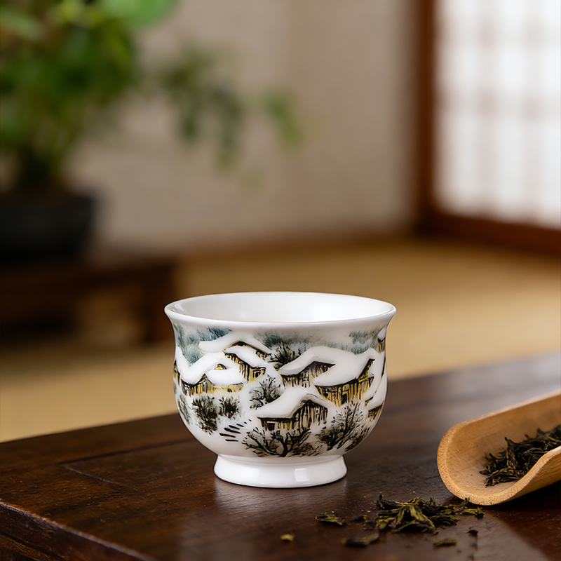 雪景图主人杯国家级大师刘培竹手绘陶瓷茶杯家用茶器健康单杯送礼,餐饮具,茶杯,淘宝优惠券,粉丝福利购,淘宝优惠卷