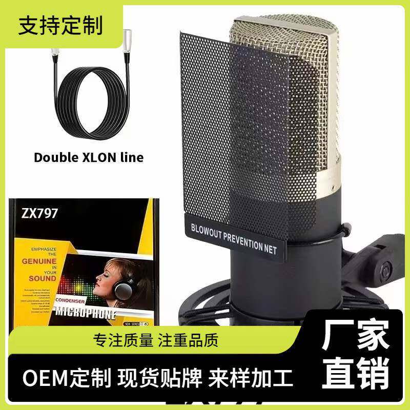 ZX797麦克风电脑专业录音唱歌直播外置声卡48V电容话筒