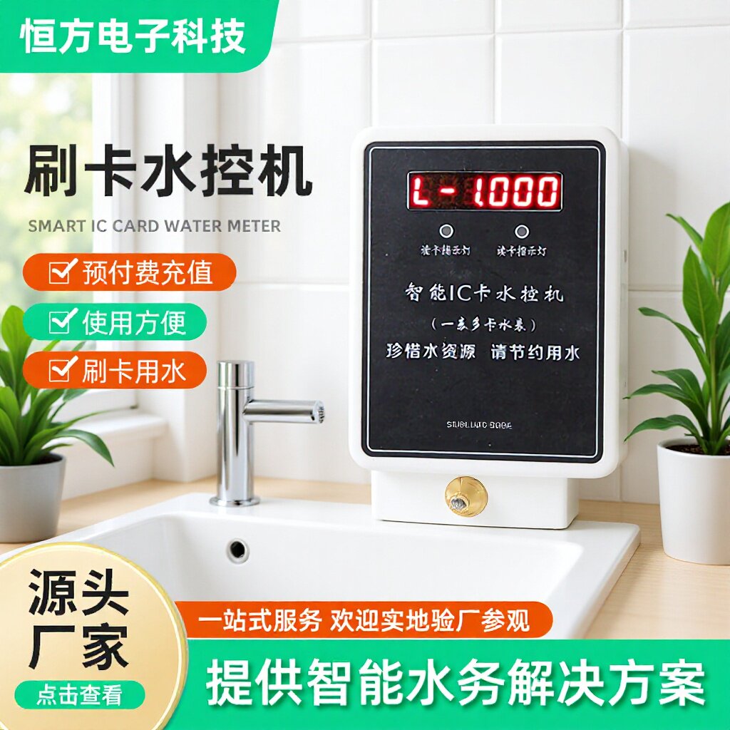浴室淋浴洗澡IC卡刷卡节水控制器计时计量插卡水表刷卡水控机