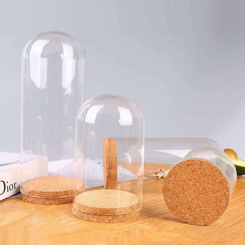可定玻璃罩工艺品创意礼品竹木底座防尘桌面摆件软木塞玻璃罩