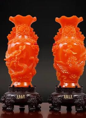 6518装富件贵龙凤花瓶摆一对新中式家居客厅电视柜新饰新房乔迁居