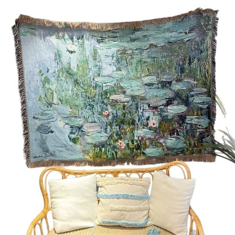 TAPESTRY WALLHANGING世界名画卧室装饰壁毯莫奈睡莲油画挂布