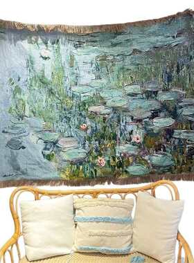 装饰 莫奈油画壁毯tapestry挂wallhanging布名画世界卧室睡莲