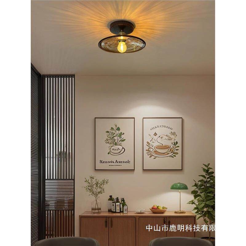 美式复古玻璃吸顶灯法式轻奢简约客厅灯卧室餐厅走廊过道玄关灯饰