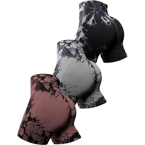 4PCS Tie Dye Shorts Women Waist Butt Lifting Peach Hip