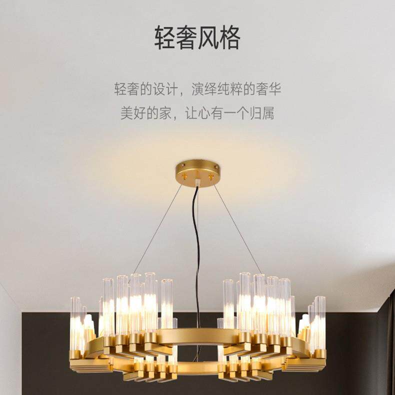 北欧客厅灯具后现代简约大气轻奢圆形餐厅灯奢华别墅酒店吊灯Hy