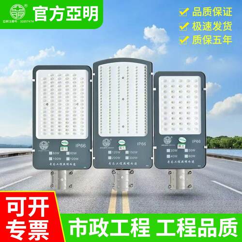 亚明LED路灯头100W新农村道路户外防水电线 线杆照明灯庭院射灯路