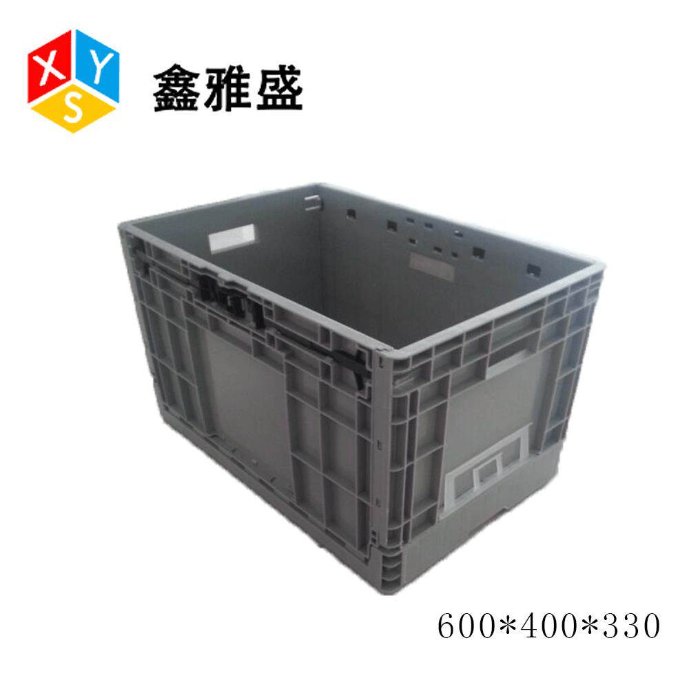 厂家600*400*0灰色EU箱可做防静电带平盖工业折叠塑料周转箱