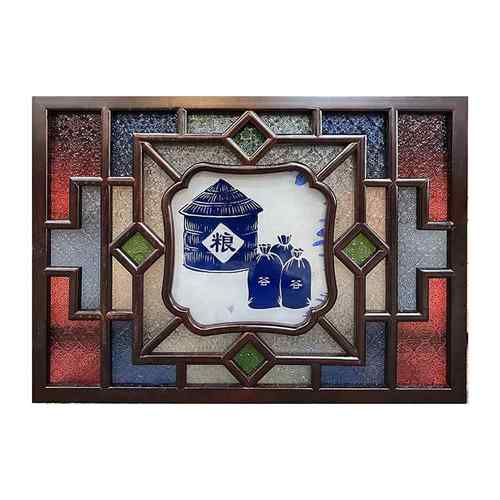 多功荔湾复中式满古洲窗西窗关岭能南海棠压花彩色玻满洲窗1璃门