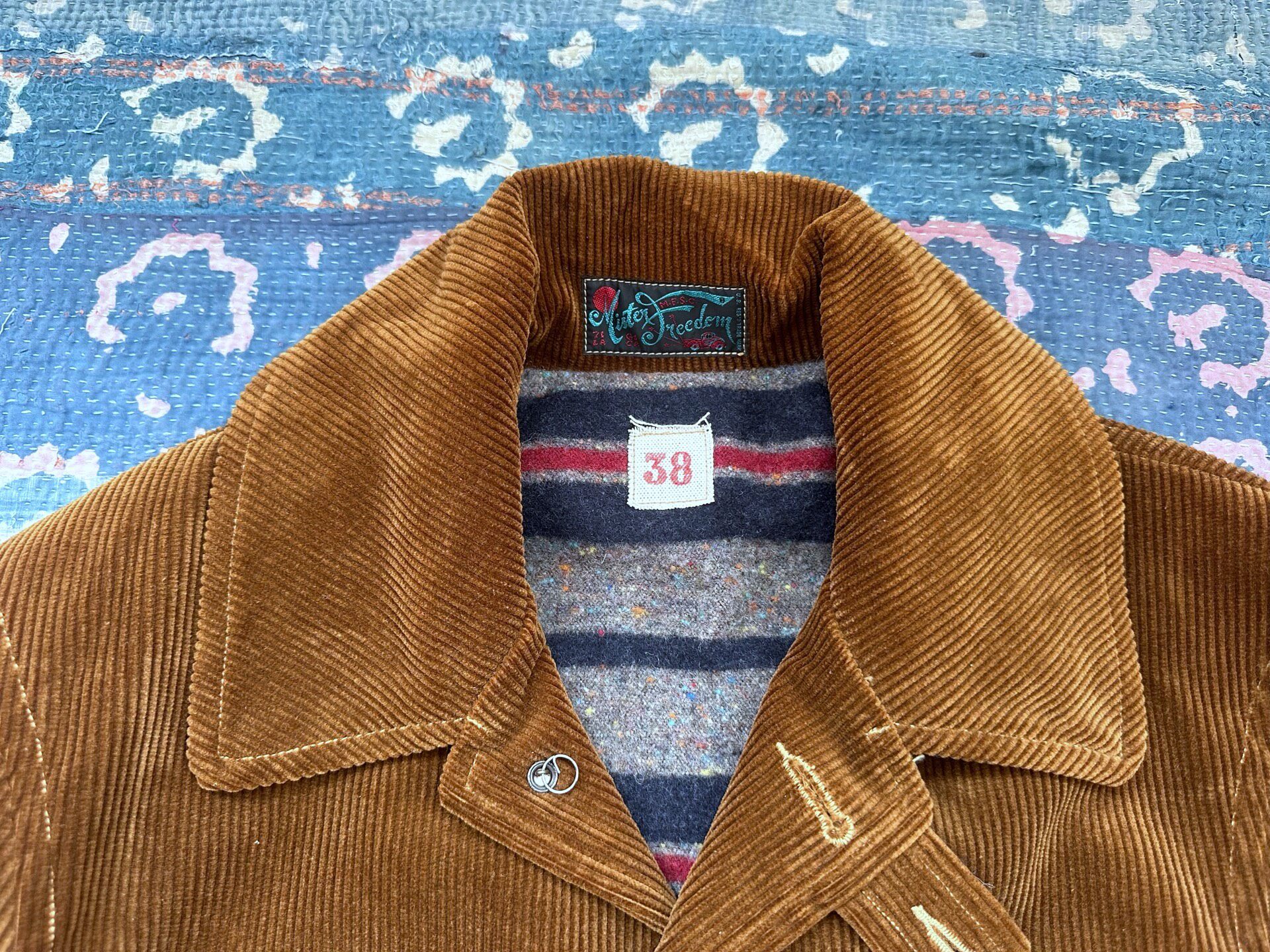Mister Freedom Corduroy Leather Patch Hunting Coat — detail