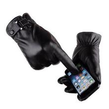 2018 winter glove pu leather phone screen touch men gloves