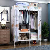 简易衣柜布衣柜加厚钢管卧室挂衣柜出租房家用双单人衣架成人衣柜