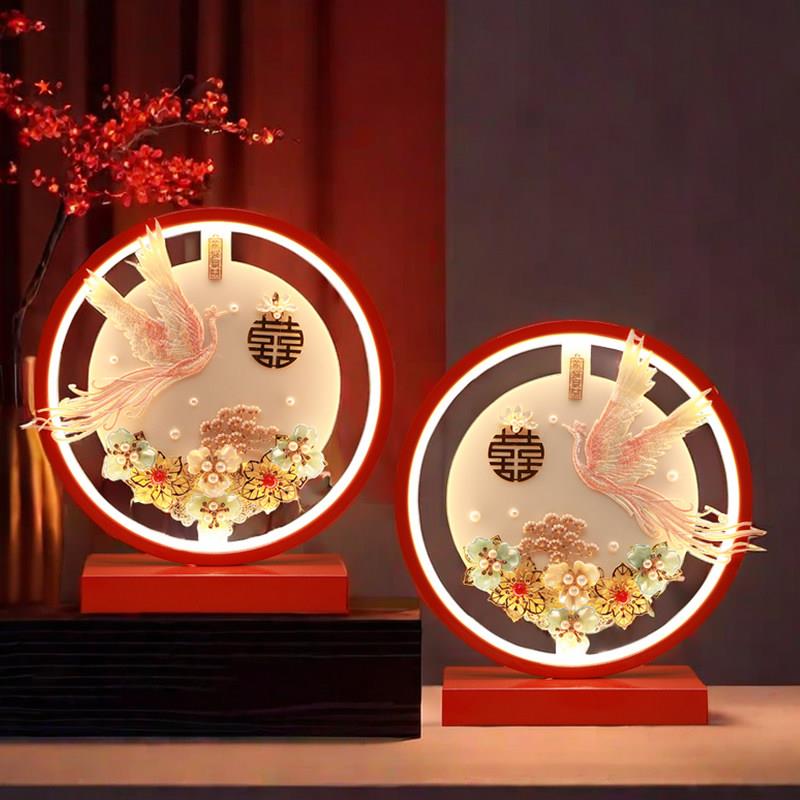 中式结婚台灯婚房床头灯高档实用婚房陪嫁长明灯一对新娘新婚礼物