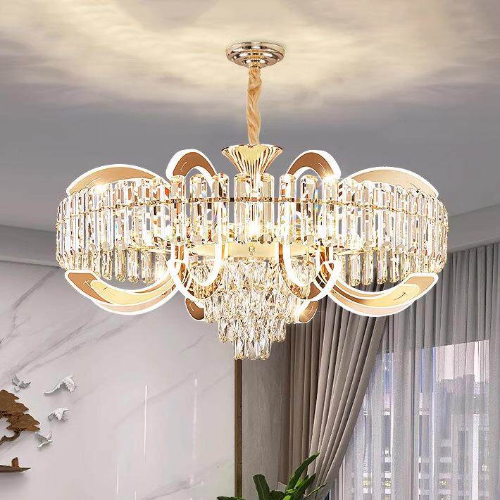 轻奢水晶吊灯后现代客厅主灯高端大气欧式别墅复式楼餐厅大厅灯具