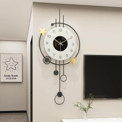 轻简约风2724客意厅挂钟5新高端钟表餐厅时创奢免打孔挂墙钟