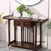 新中式 实木供桌家用条案进门入户简约榆木玄关柜玄关台 玄关桌中式