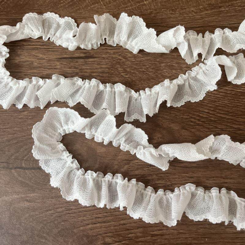 2.5cm台产褶皱本白色简约蕾丝花边 领口裙边袖口娃衣肠圈制衣材料